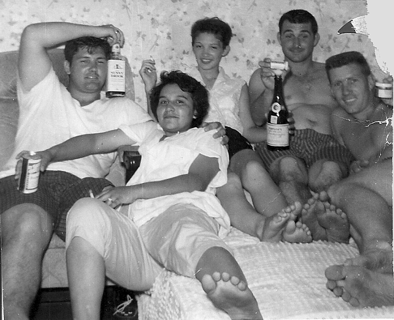 1958 August - Myrtle Beach, North Carolina - Chub, Darlene, Carole, Don, Larry.jpg